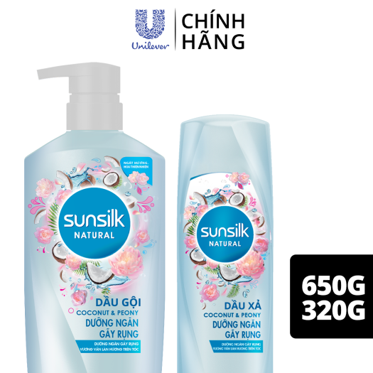 Dầu gội Sunsilk Natural 650g thành phần 100% thiên nhiên cho mái tóc tỏa  hương sống động 48h và giảm gãy rụng gấp 2,5lần | Shopee Việt Nam