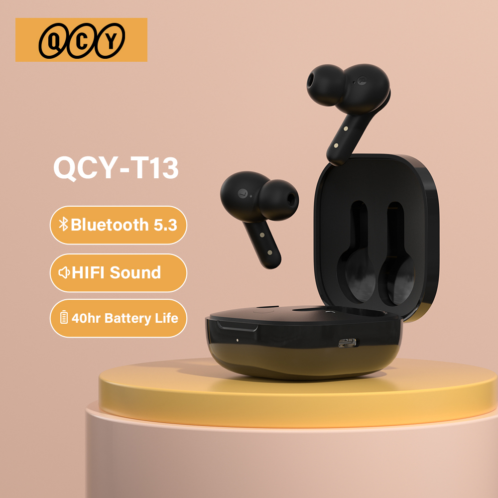 QCY T13 ANC Wireless Earphones Bluetooth 5.3 TWS ANC Noise Cancellation  Headphone 4 Mics ENC Headset in-Ear Handfree Earbuds