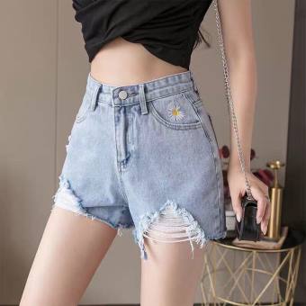 QUẦN SHORT JEAN NỮ MÀU XANH THÊU HOA CÚC CHẤT BÒ MẪU MỚI THỎ TÂY SHOP94 MS211