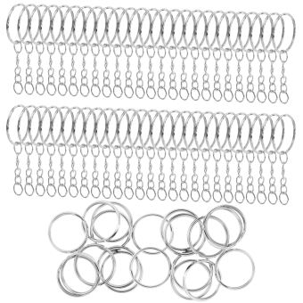 50 Cái/lốc, Móc Khóa Bạc Đánh Bóng Móc Khóa Vòng Chia, Với Móc Chìa Khóa Ngắn Phụ Kiện Móc Chìa Khóa Tự Làm Cho Nam Nữ