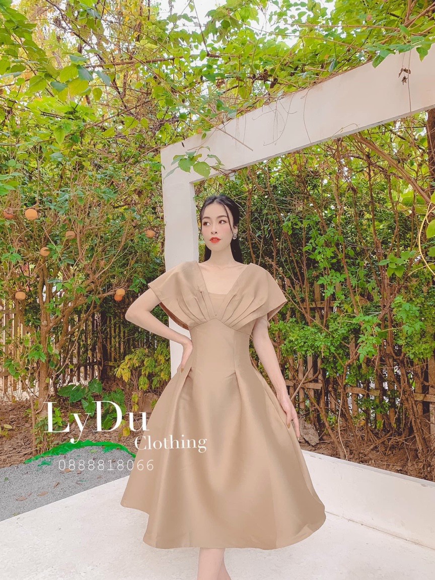 Đầm nữ công chúa dáng xòe tay bồng phối bèo siêu dễ thương HMS DXX 49