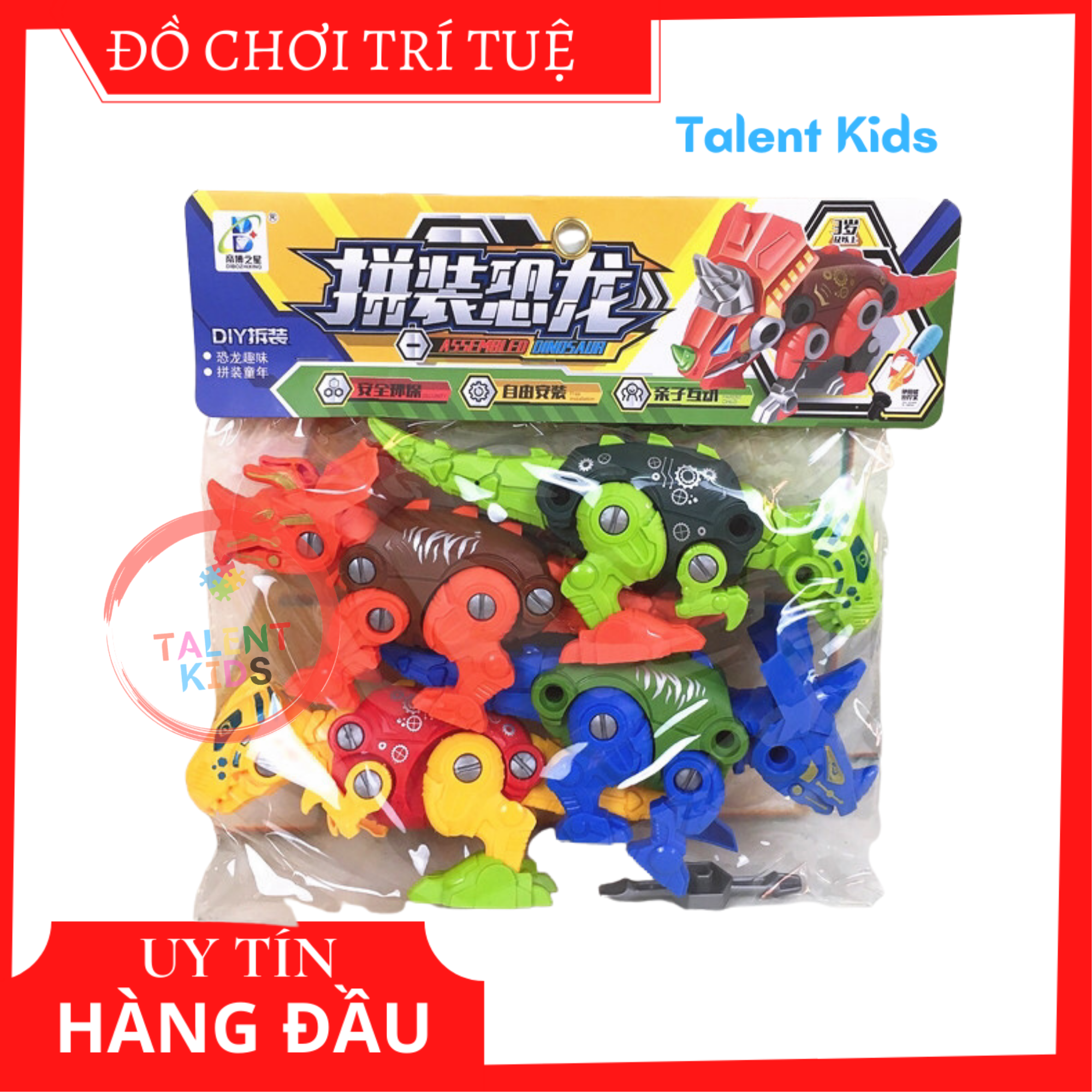 Đồ chơi lắp ráp cho bé, bộ 4 mô hình khủng long lắp ráp, đồ chơi mô hình lắp ráp khủng long cho bé