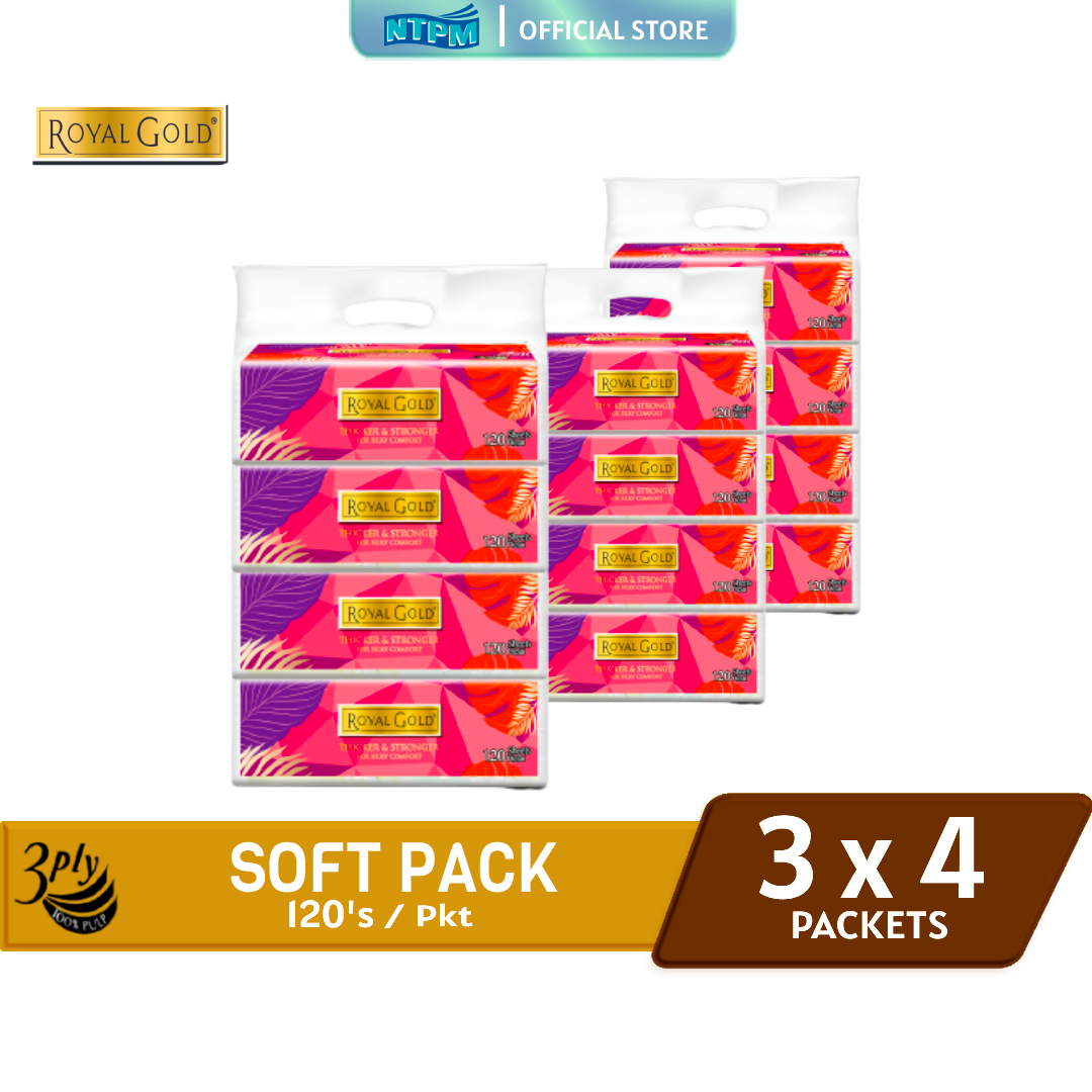Royal Gold Luxurious Soft Pack 4x120 sheets(3 ply) x 3 packs