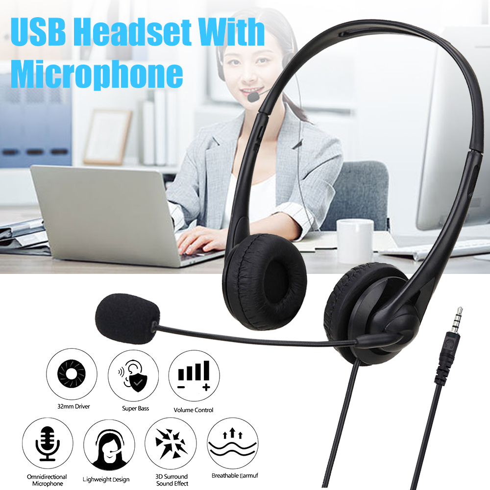  3Tech Mall Tai Nghe Có Dây Gắn Đầu USB 3.5Mm Với Micro HD Tai Nghe Giảm Tiếng Ồn Âm Thanh Nổi Chiều Dài Cáp 1.9 Mét 
