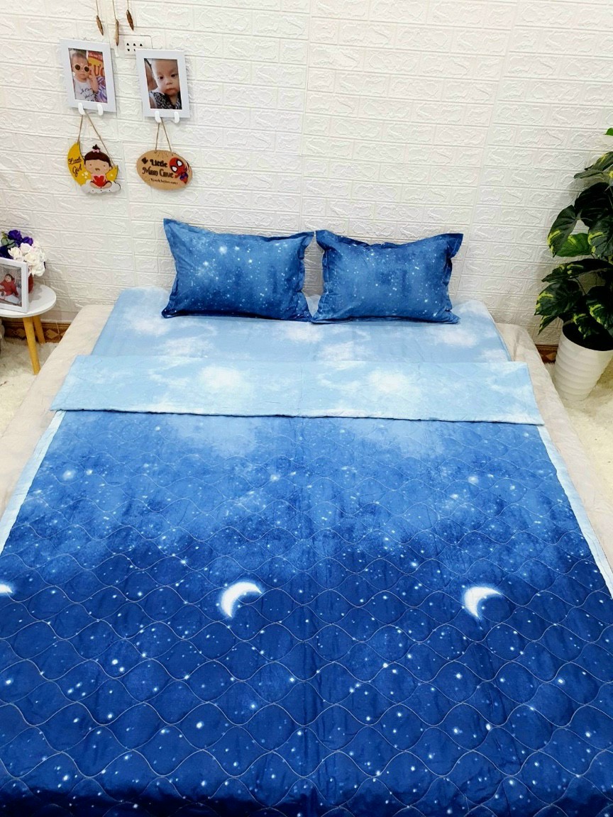 Trọn bộ 5 món chăn ga gối cotton poly hè thu, set chăn hè ga gối, bộ chăn ga gối cotton hoạ tiết sinh động đủ kích thước