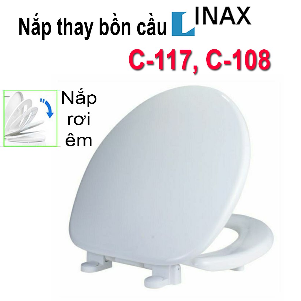 Nắp bồn cầu nhựa màu trắng, phù hợp thay cho bồn cầu Inax C-108, C-117