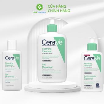 Sữa rửa mặt CeraVe dành cho da thường và da dầu CeraVe Foaming Facial Cleanser 88ml, 236ml, 473ml (Bản Pháp)