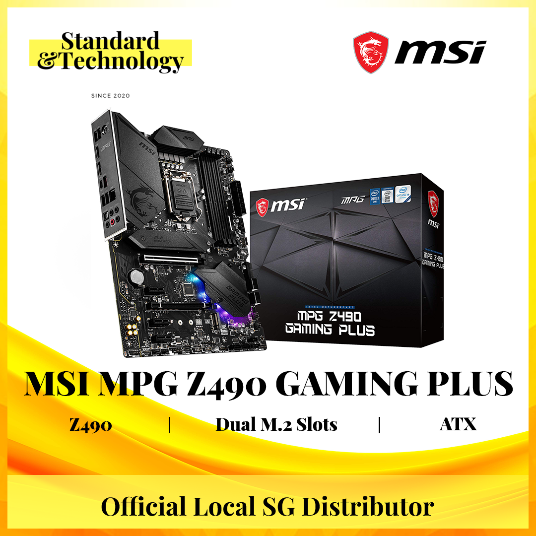 MSI MPG Z490 Gaming Plus Gaming Motherboard (ATX, 10th Gen Intel Core, LGA  1200 Socket, DDR4, CF, Dual M.2 Slots, USB 3.2 Gen 2, 2.5G LAN, DP/HDMI