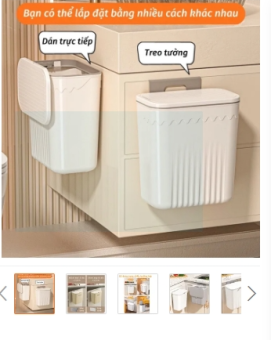 Thùng Rác Treo Tường MẪU MỚI CÓ VÂN Bền Chắc 10L 12L Nắp Trượt - Thùng Rác Treo Tủ Bếp Thông Minh