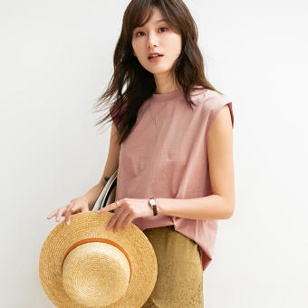 Áo Phông Rộng Không Tay Cổ Tròn Alisa Sonya Cho Nữ, Áo Đơn Giản Thường Ngày Màu Trơn Mùa Hè