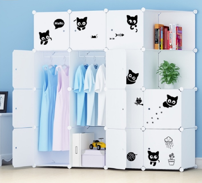 Tủ  ghép 16 ô 2 xéo loại lớn sâu 47cm treo đồ người lớn