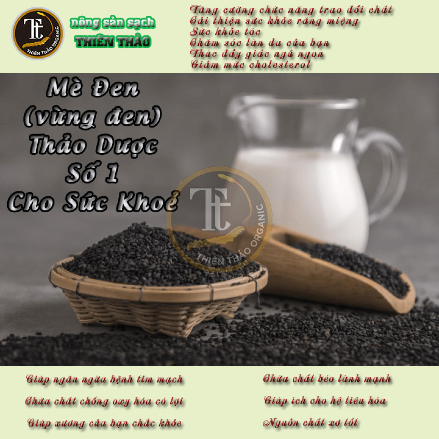 500gr Mè đen hữu cơ An Giang Thiên Thảo Organic