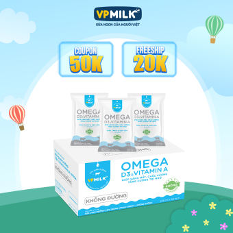Sữa Dinh Dưỡng Tiệt Trùng VPMilk Omega Không Đường Cho Bé Từ 1 Tuổi