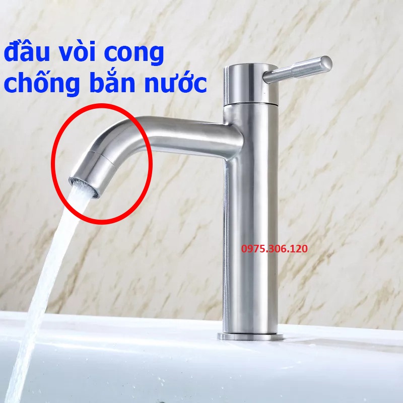 Vòi Rửa Mặt Lavabo Vòi Lạnh chất liệu INOX 304 N6000 Fotar màu sắc sáng không han gỉ vòi lavabo