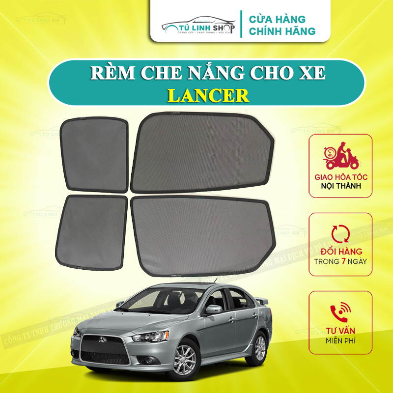 Rèm che nắng nam châm cho xe Mitsubishi Lancer, bộ 4 tấm cho 4 cửa, hàng loại 1 cao cấp, vừa khít kính