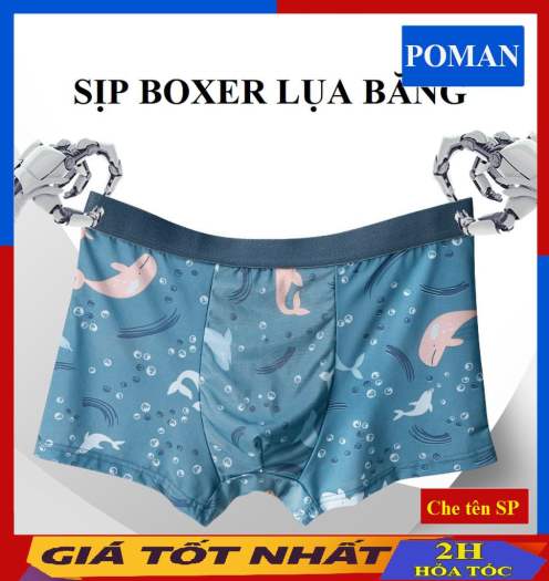 Quần Lót Nam Boxer Vải Lụa Băng, Quần Sịp Nam Đúc Lụa Băng Tự Nhiên Thoáng Khí Co Giãn SL03 - POMAN