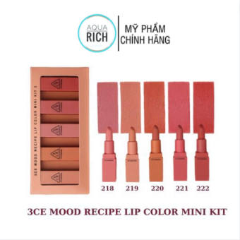 Set 5 Cây Son 3CE Mood On&On Recipe Lip Color Kit Mini Size