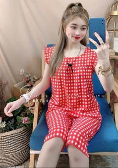 Đồ bộ mặc nhà kate lụa caro dễ thương