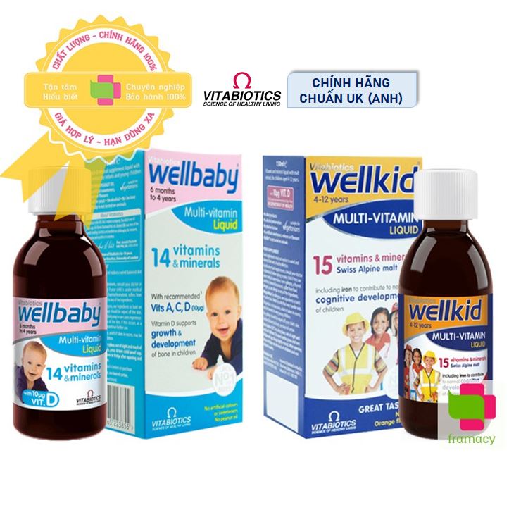 Vitamin tổng hợp cho bé Wellbaby /Wellkid Multivitamin Liquid Anh