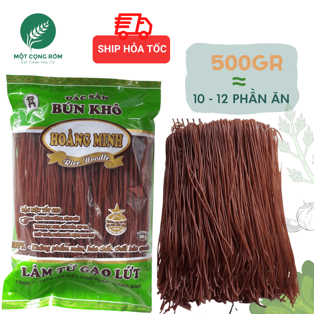 Bún gạo lứt Hoàng Minh 500gr bún gạo lứt giảm cân, bún gạo lứt đỏ, bún gạo lứt đen ăn kiêng eat clean