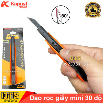 Dao rọc giấy 30 độ Nhật Kapusi JAPAN, dao trổ mini lưỡi 9mm thép SK5 siêu sắc, khung kim loại siêu bền, dao cắt giấy, rọc băng dính, dao cắt decal, dao rọc giấy 30o cắt thùng bìa carton, dao rọc giấy Nhật, dao rọc giấy mini