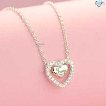 Dây chuyền bạc nữ trái tim đôi khắc tên DCN0318 - Trang Sức TNJ