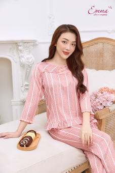 Đồ Bộ Mặc Nhà Lụa Áo Tay Lỡ, Quần Dài Emma ETLU.21.017.08