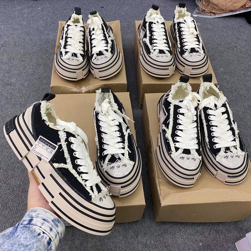 Giày Sneaker Xvessel Nam Nữ, Giày Thể Thao CV Rách Ngô Kiến Hào Đế Gỗ Tăng Chiều Cao Siêu Đẹp, Siêu Xinh Full Size