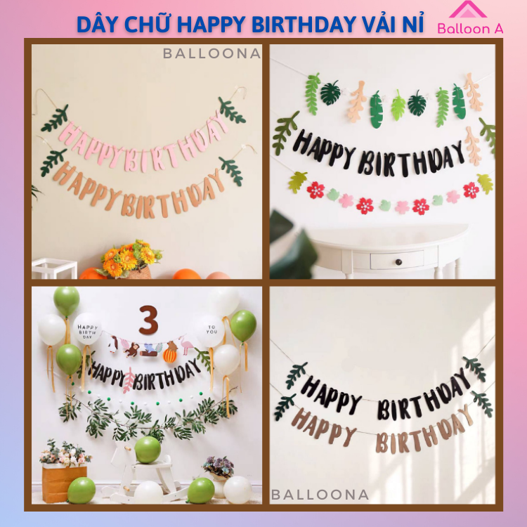 Dây chữ Chúc Mừng Sinh Nhật  Happy Birthday trang trí tiệc sinh nhật dạng  đuôi cá treo cờ  Shopee Việt Nam