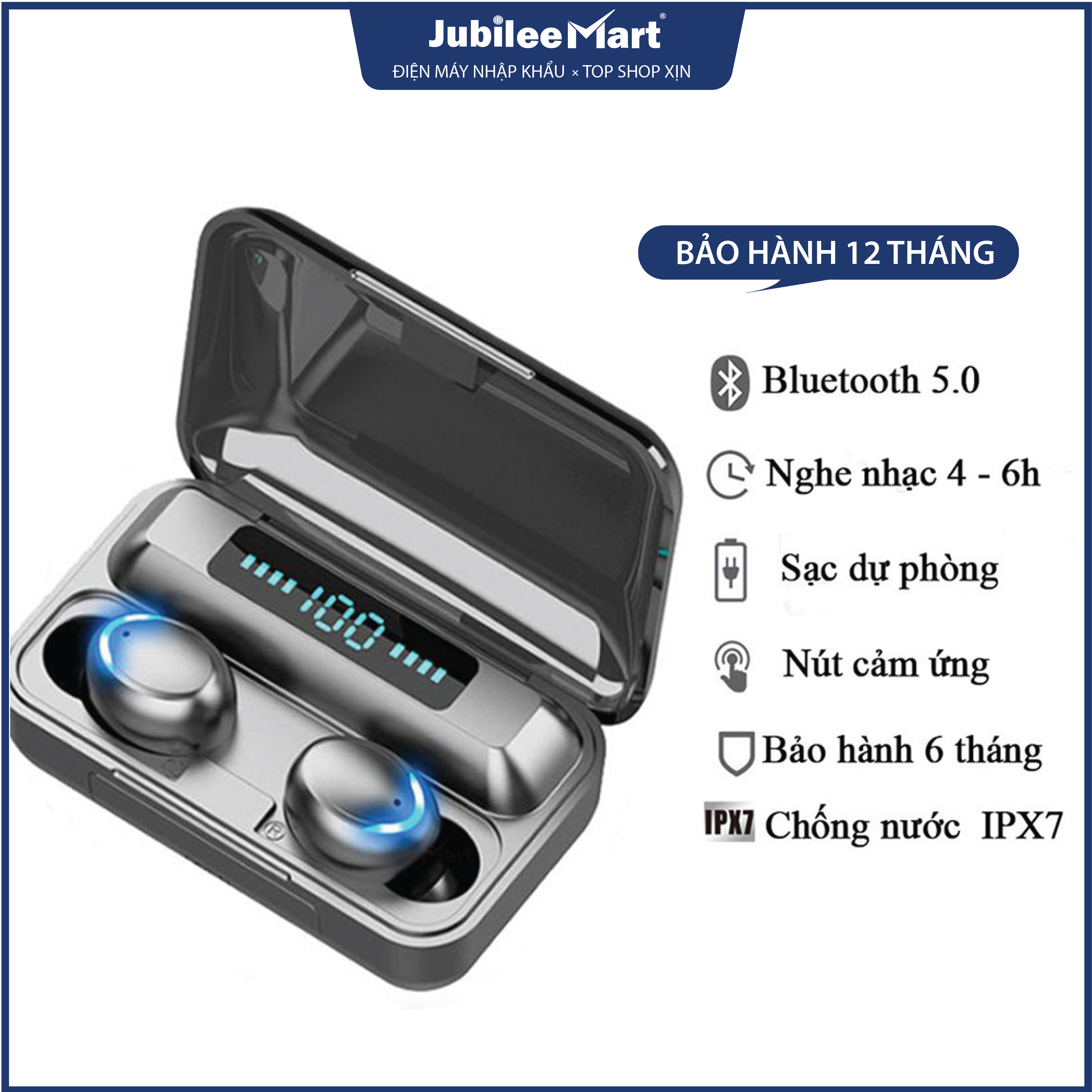 Tai nghe bluetooth nhét tai khong day, tai nghe bluetooth 5.0 i12 tws, tai nghe bluetooth không dây i12 tws