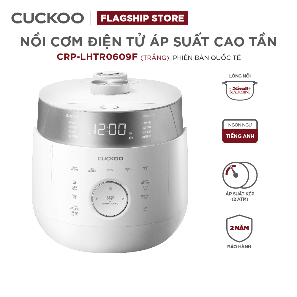 Nồi cơm điện Cuckoo 1.08 lít CRP-LHTR0609F màu trắng/đen - Áp suất kép - Nhiều chức năng nấu ăn - Sản xuất tại Hàn Quốc - Phiên bản Quốc Tế - Hàng Chính Hãng