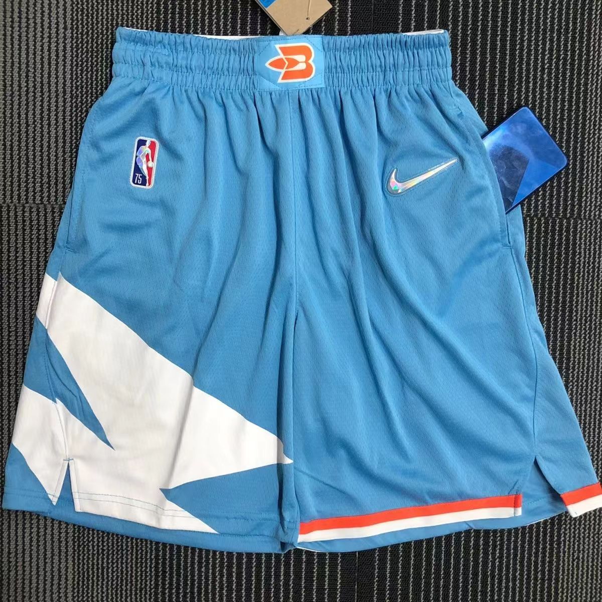 2021-22 New Original NBA Memphis Grizzlies Basketball Jersey Shorts for Men  Swingman Heat-pressed Retro City Edition Deep Blue with 75th Anniversary  Silver Diamond Swoosh