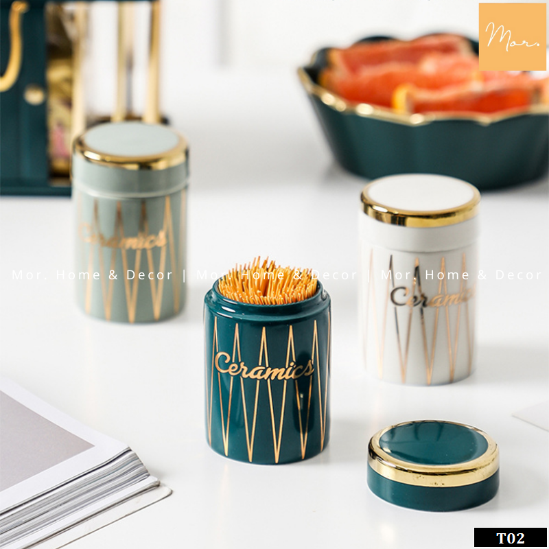 Lọ đựng tăm sứ cao cấp -t02