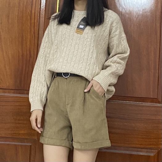 Áo Len Nữ Vặn Thừng Cổ Tròn Phong cách Vintage Hàn Quốc Hàng Quảng Châu Mẫu Mới 2021