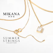 Mikana Summer String 18k Gold Plated Layered Pendant Necklace Collection Accessories For Women fashion korean free shipping sale japanese Jewelry Jewelries Chain Choker gift box