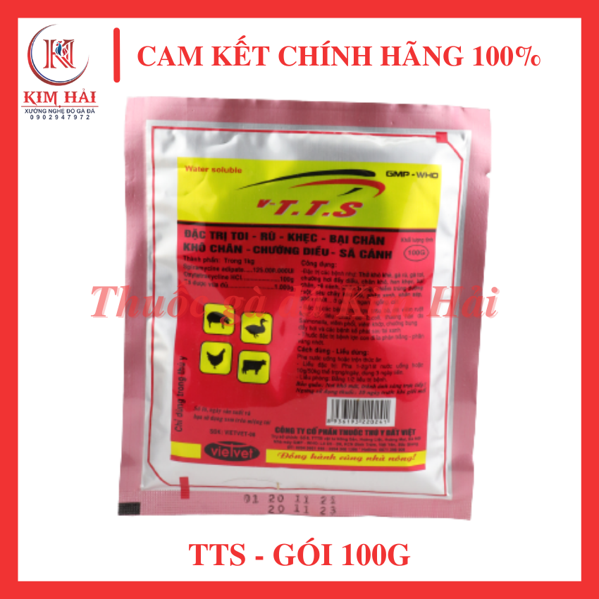 T.T.S- gói 100g-thuốc thú y-Toi,rù,khô chân,sệ cánh,chướng diều hiệu quả cho gà tơ và gà con.
