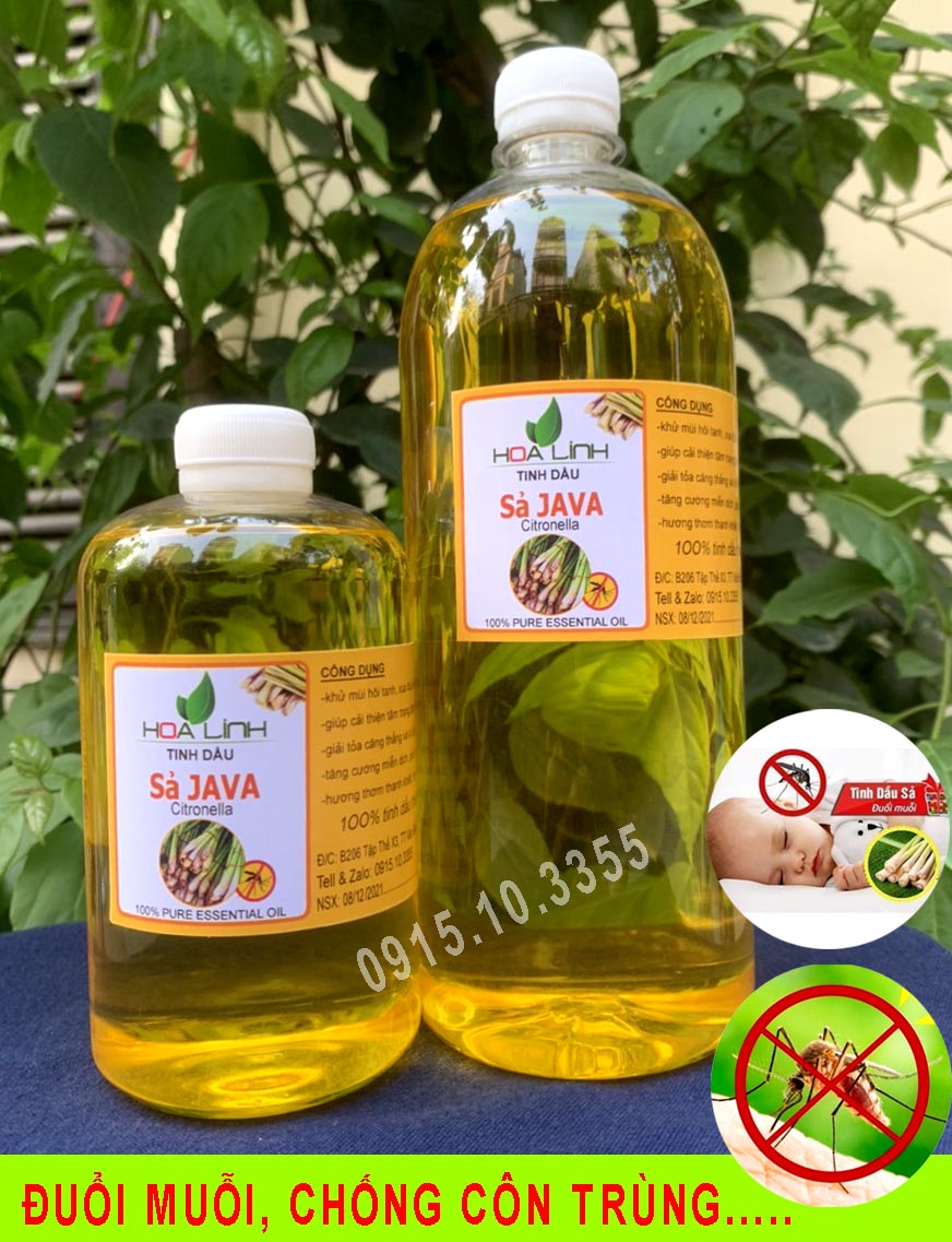 Tinh dầu sả java hoalinh 100% nguyên chất xông phòng, đuổi muỗi , phòng chống sốt xuất huyết
