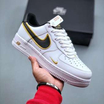 Giày thể thao nam nữ Nike AF1 Trắng móc đen vệt vàng cổ thấp - Giày sneaker Nike air force 1 Black Gold nam nữ Full Box