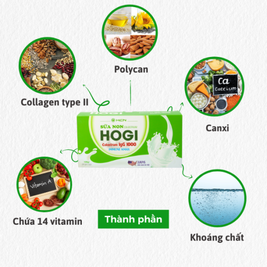 Sữa non Hogi 1 hộp 50 gói *2g giúp trẻ ăn ngon , ngủ ngon , tăng cường sức khỏe