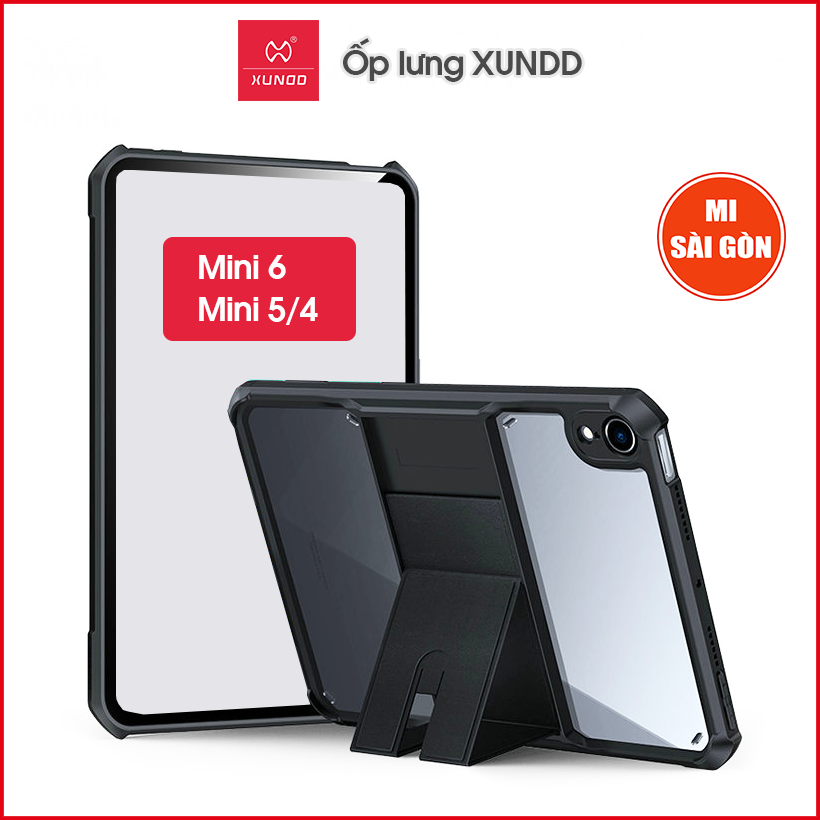 [Hỏa Tốc HCM] Ốp lưng XUNDD iPad Mini 6 (8.3 inch) / iPad Mini 5/4 (7.9 inch) - Chống shock, Mặt lưng trong suốt, Viền TPU, CÓ CHÂN ĐỨNG
