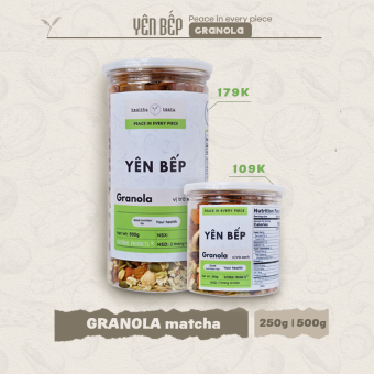 Granola Siêu Hạt YÊN BẾP Vị Trà Xanh - Không Đường Ăn Kiêng - Ngũ Cốc Giảm Cân Tự Nhiên