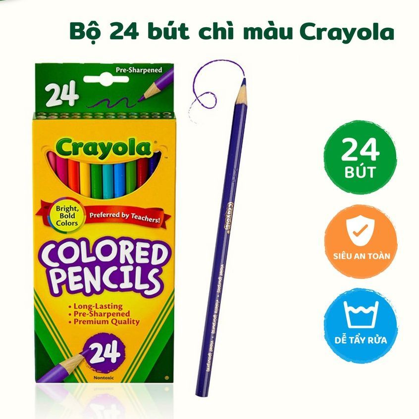 Bút chì màu Crayola, hộp 24 cây nhập khẩu