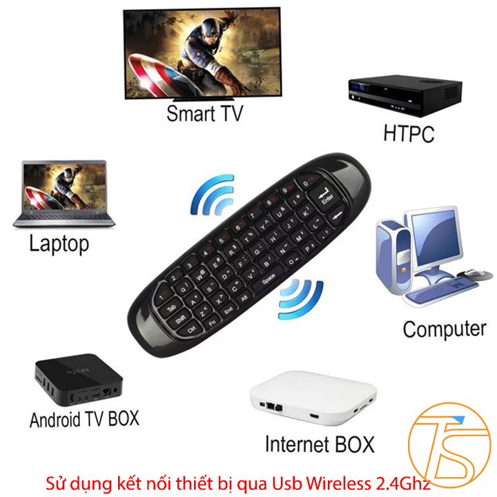 Chuột bay thông minh kèm bàn phím điều khiển smart tivi, android box - Chuột không dây có bàn phím mini cho điện thoại, máy tính bảng, ipad và máy tính