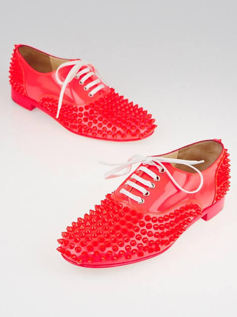 giày buộc dây nữ C.Louboutinn màu NEON PINK authentic 100%