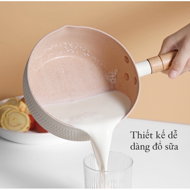 Chảo chống dính lòng sâu có tay cầm-chảo màu pastel lúa mạch size 18cm