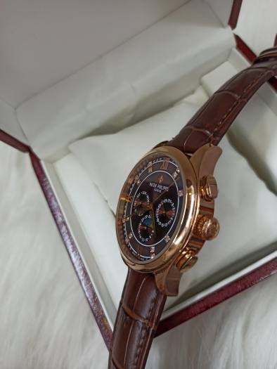 Đồng Hồ Patek Philippe 6 Kim Số Kim Loại Automatic Dây Da + Thẻ Bảo Hành