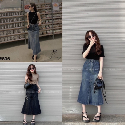 chân váy ulzzang chân váy nữ đẹp chân váy jean bò jeans dài lệch tà chữ A  kiểu dáng hàn quốc | Shopee Việt Nam