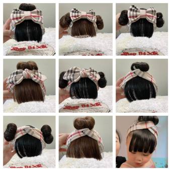 Turban tóc giả bé gái, băng đô tóc giả cho bé, tóc giả cho bé gái 0-12 tháng- có 2 mầu tóc