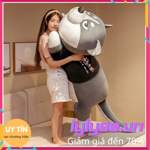 Gấu Bông Chó Husky Nhồi Bông hàng cao câp Mặt Ngáo siêu to khổng lồ dễ thương size từ 80cm, 1m, 1m2, 1m5