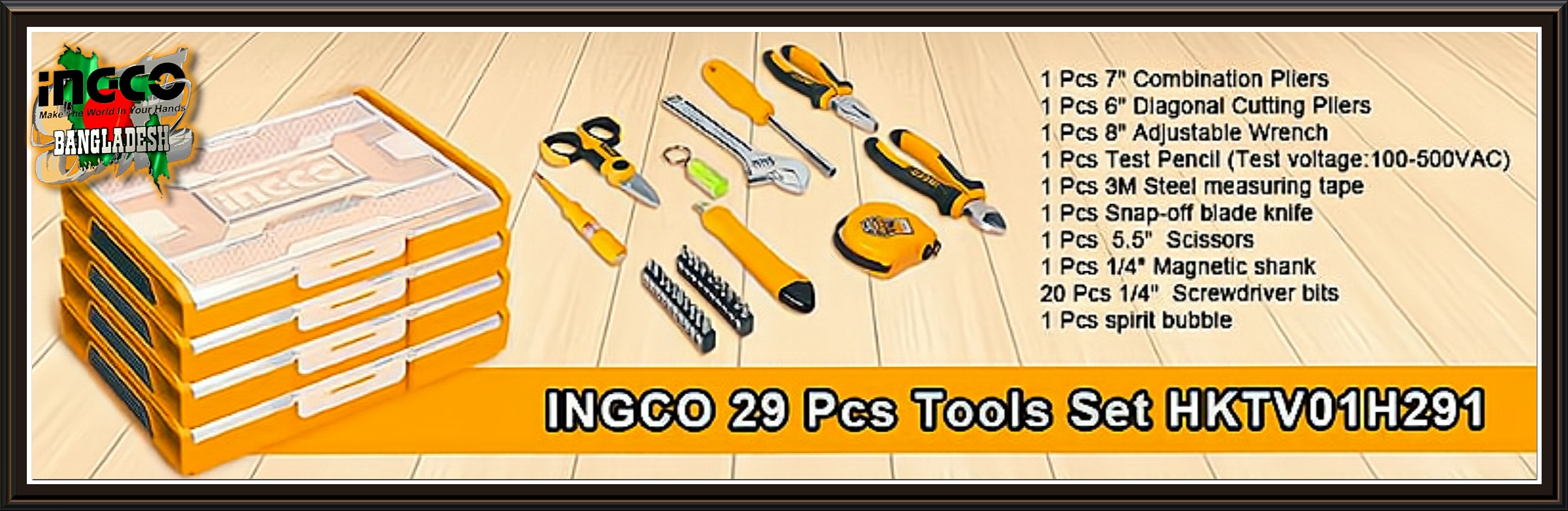 29 Pcs Hand Tools Set Ingco hktv01h291